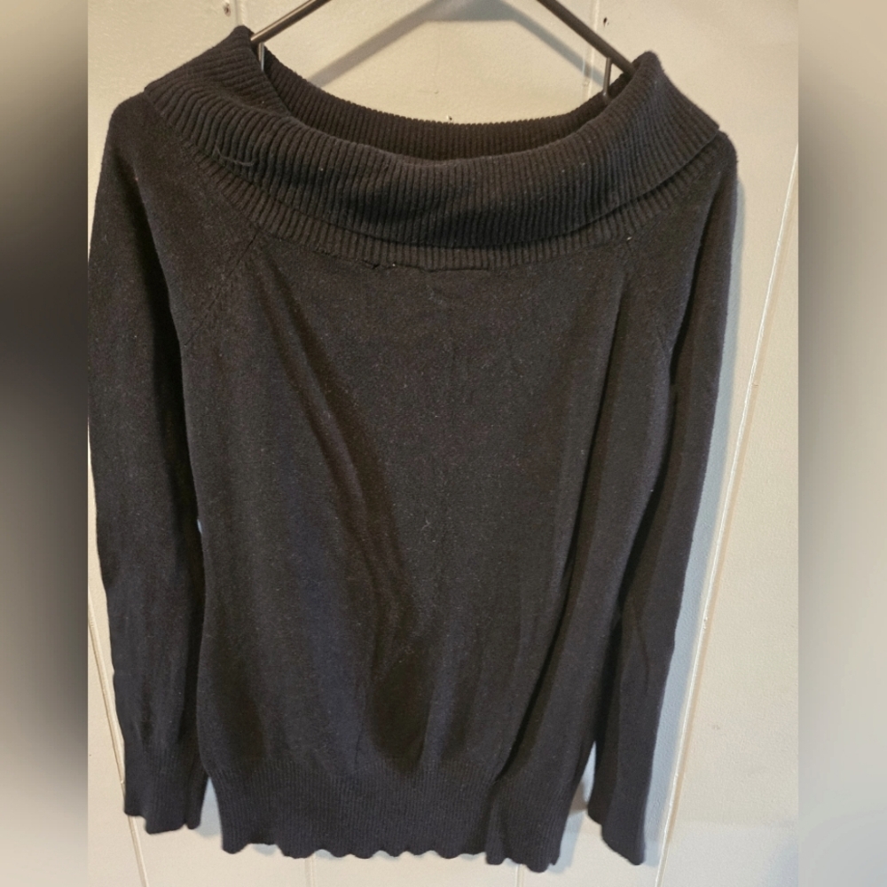 Alloy Womens Long Sleeve Swoop Neck Sweater Black Size Large